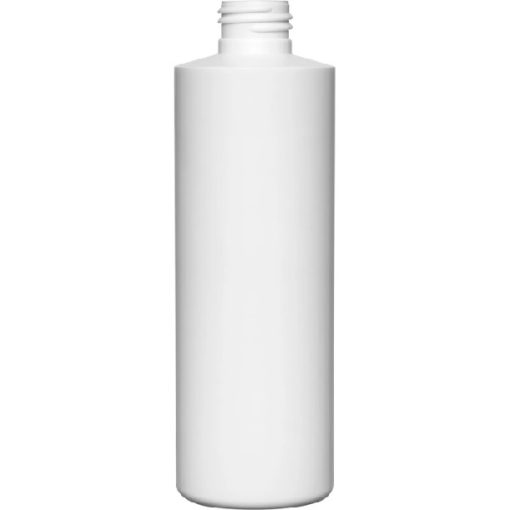 8 oz. White HDPE Plastic Cylinder Bottle, 24mm 24-410