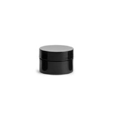1/2 oz Plastic Jars, Black Polypropylene Straight Sided Thick Wall Jars w/ Black Smooth Lined Caps
