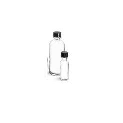 1 oz Glass Bottles, Clear Glass Rounds with Black Phenolic Cone Lined Caps