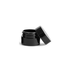 1/8 oz Plastic Jars, Black Polypropylene Straight Sided Thick Wall Jars w/ Black Smooth Lined Caps