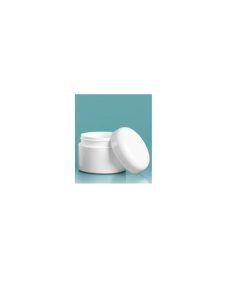 1 oz Plastic Jars, White Polypropylene Double Wall Straight Sided Jars w/ White Lined Dome Caps