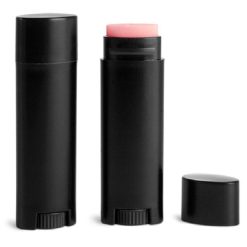 15 oz Lip Balm Tubes, Black Oval Lip Balm Tubes w/ Black Caps