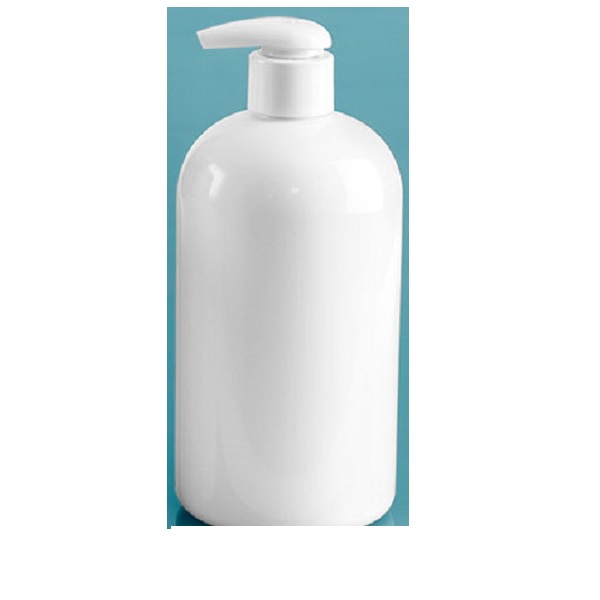 16oz Amber Glass Bottle with White Lotion Pump