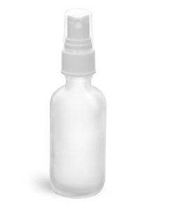 2 oz Clear Frosted Glass Boston Rounds w/ White Sprayers
