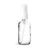 2 oz Glass Bottles, Clear Glass Boston Round Bottles w/ White Smooth Fine Mist Sprayers