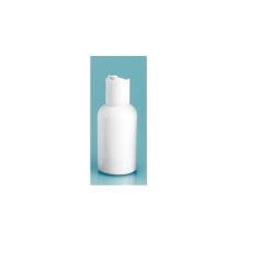 4 oz Plastic Bottles, White PET Round Bottles w/ White Disc Top Caps