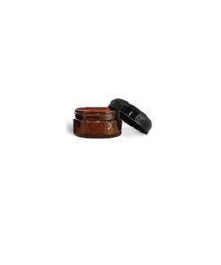 2 oz Plastic Jars, Amber PET Heavy Wall Jars w/ Lined Black Dome Caps