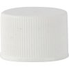 20mm 20-410 White Ribbed (Matte Top) Plastic Cap w/HIS Pulp Liner for PET/PVC