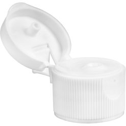 20mm 20-410 White Ribbed Snap Top Cap, Unlined, .125" Orifice