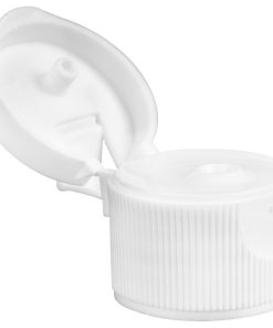 20mm 20-410 White Ribbed Snap Top Cap, Unlined, .125" Orifice