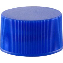24mm 24-410 Blue Ribbed (Matte Top) Plastic Cap w/Foam Liner (3-ply)