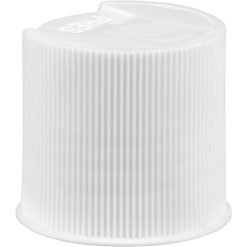 24mm 24-410 White Ribbed Disc Top Cap, Unlined, .312"x.110" Orifice, Plug Seal