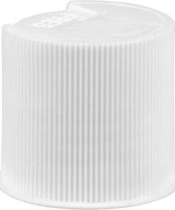 24mm 24-410 White Ribbed Disc Top Cap, Unlined, .312"x.110" Orifice, Plug Seal