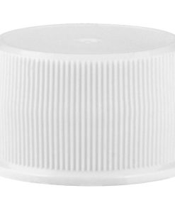 24mm 24-410 White Ribbed (Matte Top) Plastic Cap w/Foam Liner (3-ply)