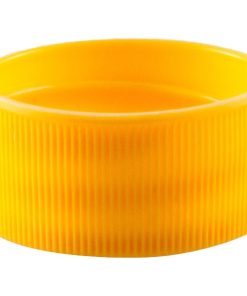 24mm 24-410 Yellow Ribbed (Matte Top) Plastic Cap w/Foam Liner (3-ply)