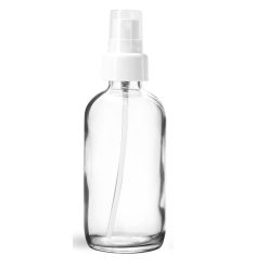 4 oz Glass Bottles, Clear Glass Boston Round Bottles w/ White Smooth Fine Mist Sprayers