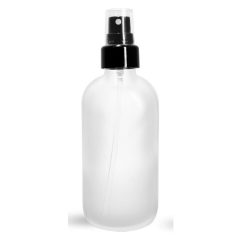 4 oz Glass Bottles, Frosted Glass Boston Rounds w/ Smooth Black Fine Mist Sprayers