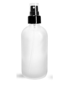 4 oz Glass Bottles, Frosted Glass Boston Rounds w/ Smooth Black Fine Mist Sprayers