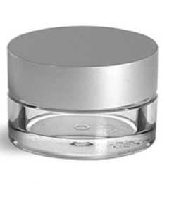 5 ml Plastic Jars, 5ml Clear PET Jars w/ Matte Silver Caps