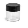 7 ml Clear Polystyrene Jars w/ Black Smooth Plastic Flat Caps