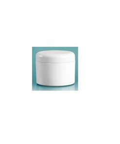 8 oz Plastic Jars, White Polypropylene Double Wall Straight Sided Jars w/ White Lined Dome Caps