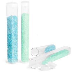 140 ml Square Plastic Tubes, 8 Inch Bath Salt Style PropionateTubes w/ Natural HDPE Plugs