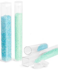 100 ml Round Plastic Tubes, 8 Inch Bath Salt Style PropionateTubes w/ Natural HDPE Plugs