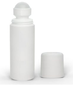 3 oz White Roll-On Deodorant Bottle with Round Edge Cap