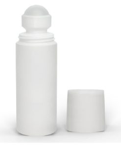 3 oz White Roll-On Deodorant Bottle with Straight Edge Cap