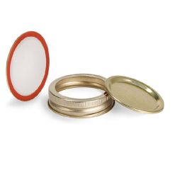 70 mm, Band Metal Caps, Gold Plastisol Lined Canning Lids and Bands