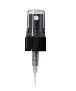 Black PP 24-410 Ribbed Skirt Fine Mist Fingertip Sprayer with 175mm Dip Tube Clear Overcap