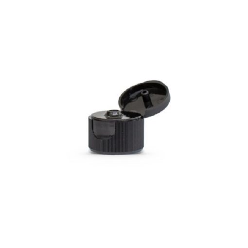 Black Polypropylene 20-410 Ribbed Skirt Hinged Flip Top Dispensing Cap