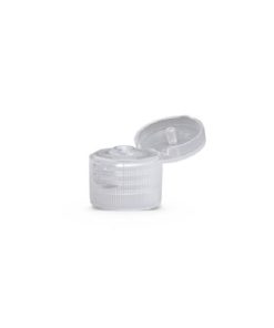 Clear Polypropylene 20-410 Ribbed Skirt Hinged Flip Top Dispensing Cap