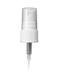 White PP 20-410 Ribbed Skirt Fine Mist Fingertip Sprayer with 80mm Dip Tube Clear Overcap