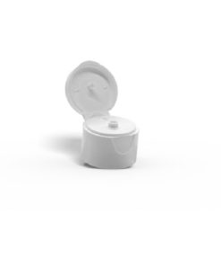 White Polypropylene 20-410 Smooth Skirt Hinged Flip Top Dispensing Cap