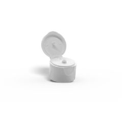 White Polypropylene 24-410 Smooth Skirt Hinged Flip Top Dispensing Cap