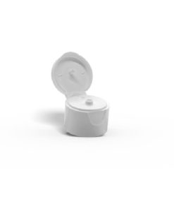 White Polypropylene 24-410 Smooth Skirt Hinged Flip Top Dispensing Cap