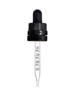 1 oz Black Child Resistant with Tamper Evident Seal Graduated Glass Dropper (18-400)