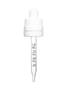 1 oz White Child Resistant with Tamper Evident Seal Graduated Glass Dropper (18-400)