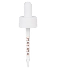 2 oz White Medical Grade Child Resistant Graduated Glass Dropper