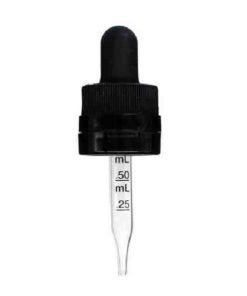 10 ml Black Child Resistant with Tamper Evident Seal Graduated Glass Dropper