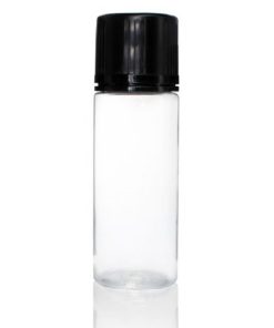 120 ml PET Clear Signature Wolf Bottle with Black Flat Cap and Pre-Inserted Tip