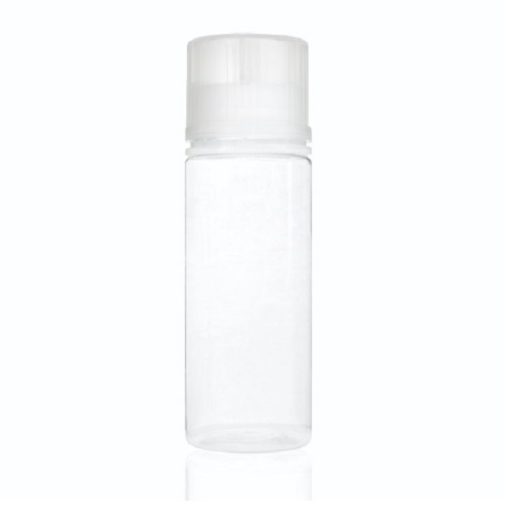 120 ml PET Clear Signature Wolf Bottle with Clear Flat Cap and Pre-Inserted Tip