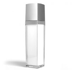 140 ml Square Acrylic Treatment Pump Bottle with Silver Cap