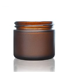 2 oz 53-400 Frosted Amber Glass Straight-Sided Round Jar