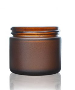2 oz 53-400 Frosted Amber Glass Straight-Sided Round Jar