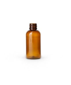 2 oz Amber PET Plastic Boston Round Bottle