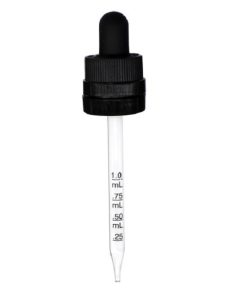 2 oz Black Child Resistant with Tamper Evident Seal Graduated Glass Dropper (18-400)
