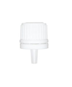 White 18-400 Euro PP Tamper Evident Ribbed Cap Orifice Dropper Assembly
