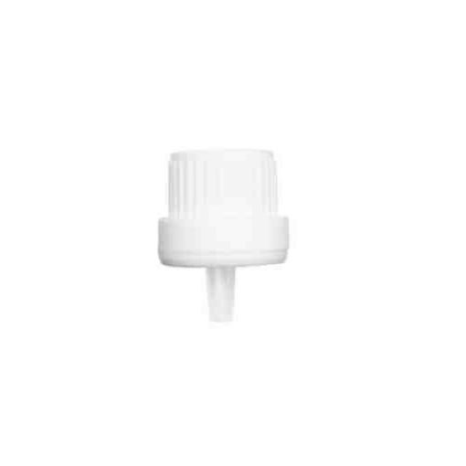 White 18-400 PP Euro Heavy Duty Tamper Evident Ribbed Cap Orifice Dropper Assembly